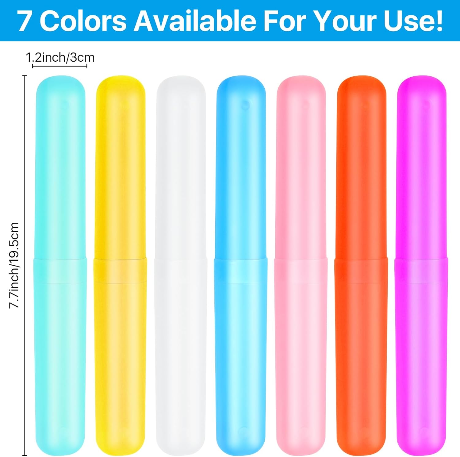 Estuche de viaje para cepillos de dientes de 70 piezas, 7 colores, soporte de almacenamiento portátil para cepillos de dientes a granel de plástico