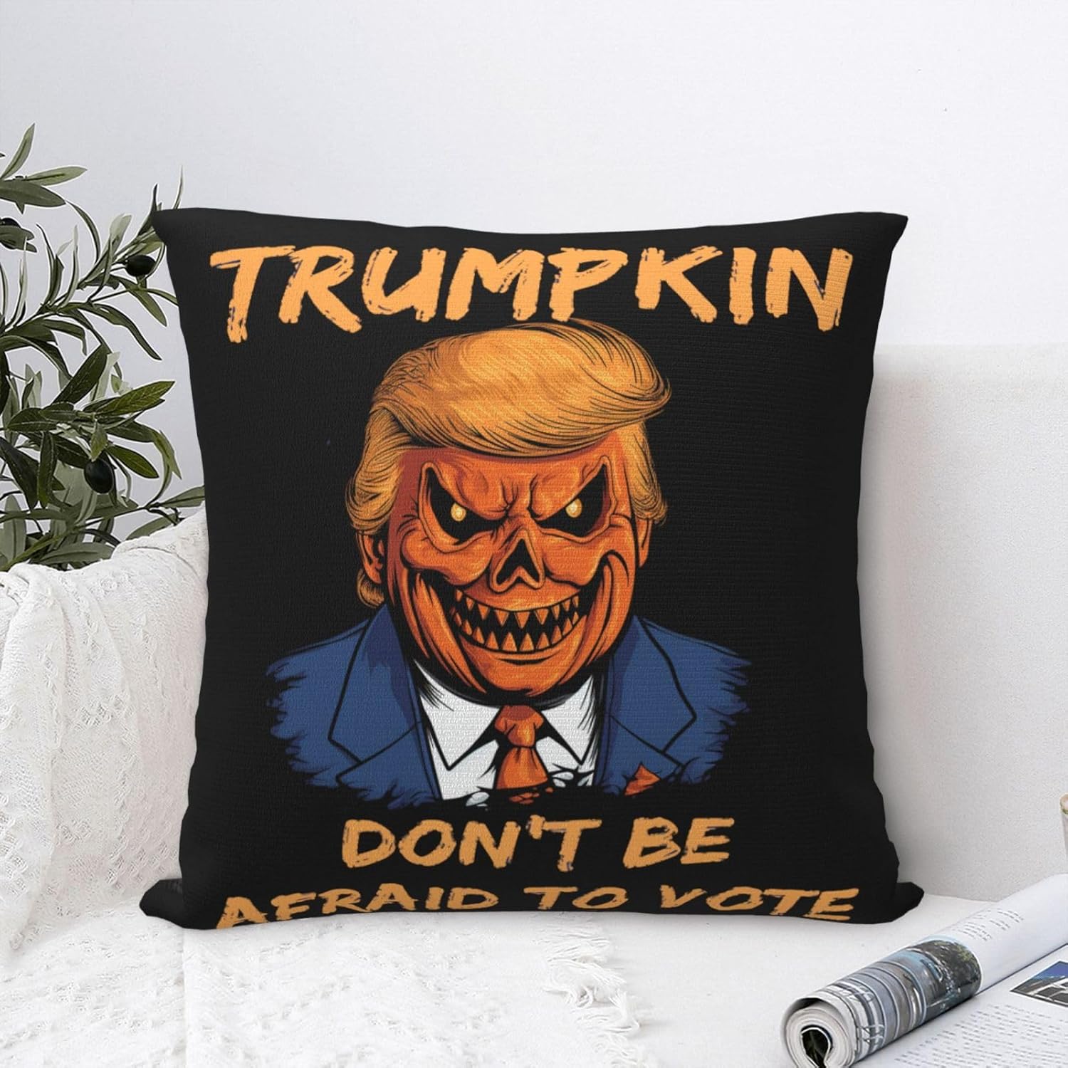 Zombie Donald Trump – Divertida funda de almohada de Halloween para Halloween, diseño de Donald Trump (4) funda de almohada de doble cara de 18 x 18