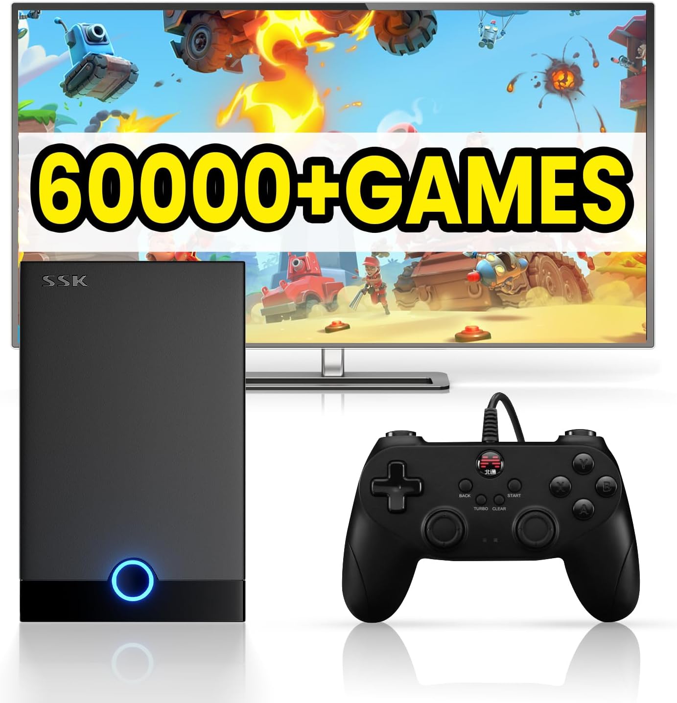 Retro Game Console 500G HDD- Video Game Console with 60000+Classic Games, External Hard Drive Compatible with 70+Emulators and 3D Games, Super