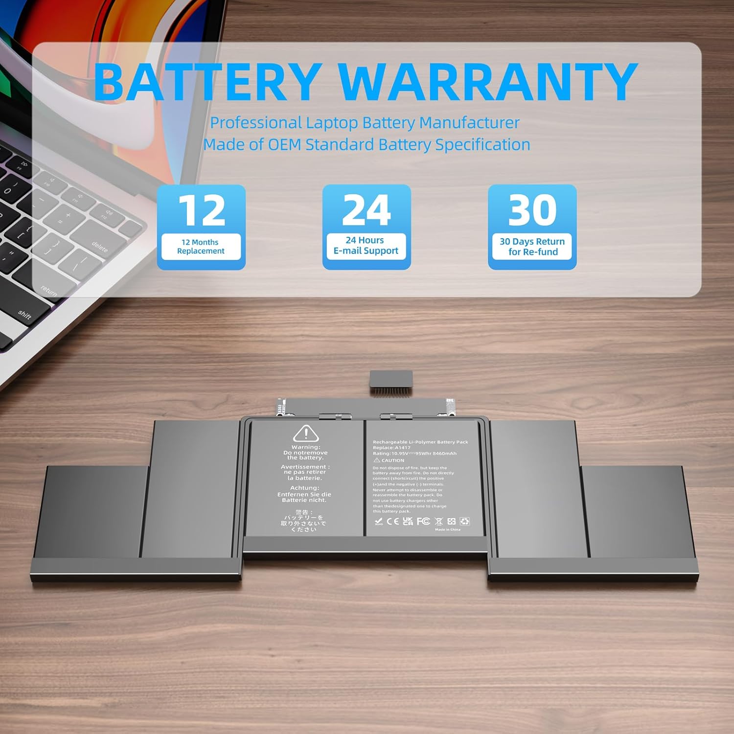 A1417 – Batería para portátil MacBook Pro 15 pulgadas Retina A1398 mediados de 2012 principios de 2013, compatible con ME665LLA MC976LLA ME664LLA