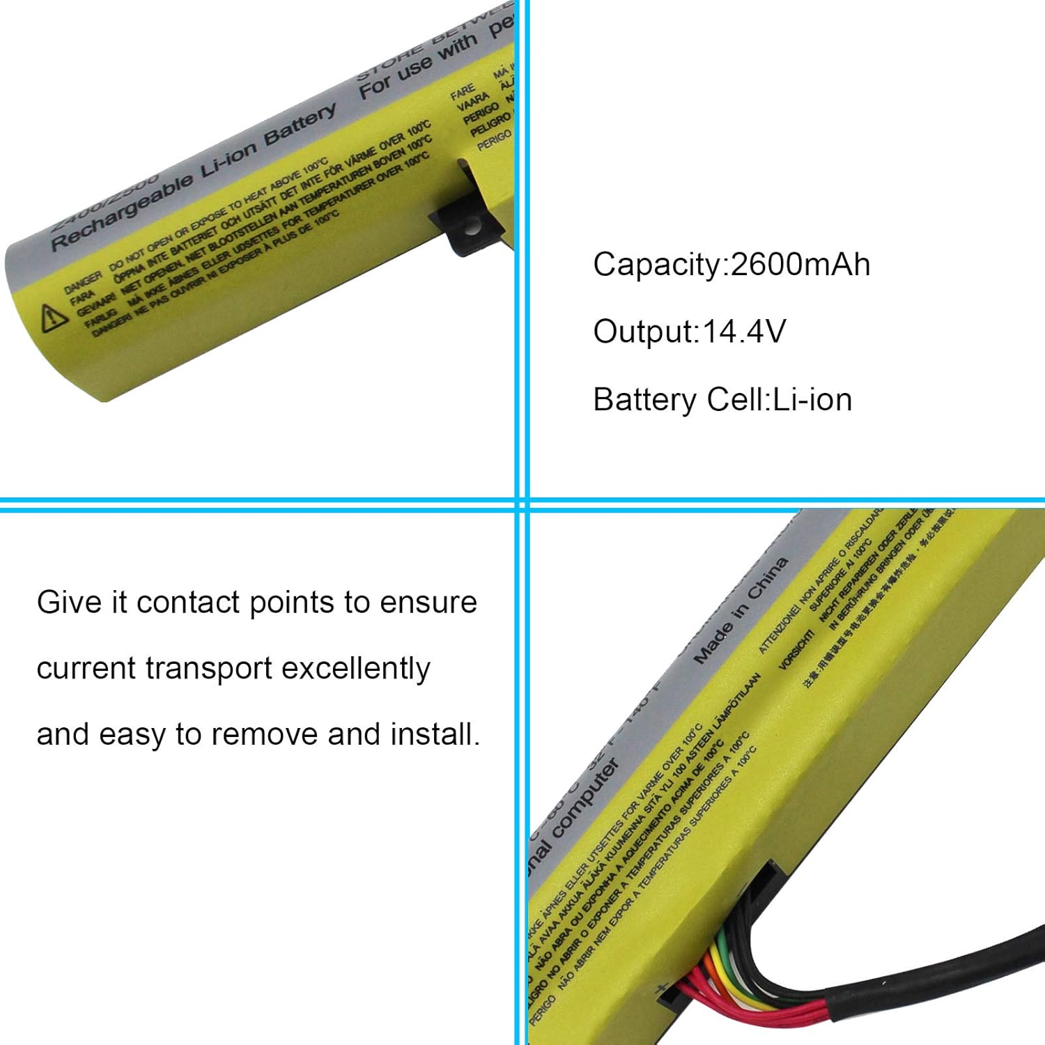 Gomarty Batería L12S4K01 compatible con Lenovo Ideapad Z400 Z500 Z510 P500 P400 Touch Series L12S4E21 L12M4E21 L12M4K01 4INR1965-1 14.8V 48WH