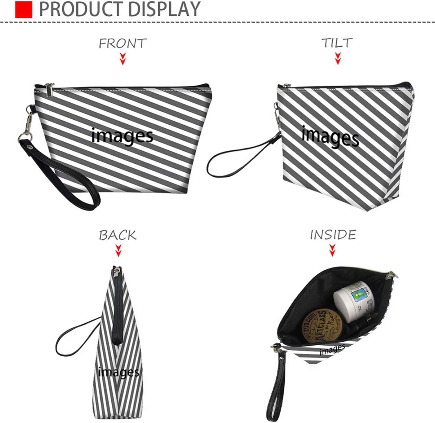 Bolsa de cosméticos para mujer, bolsas de maquillaje grandes, bolsa de viaje para artículos de tocador, estuche impermeable, negro (paw)
