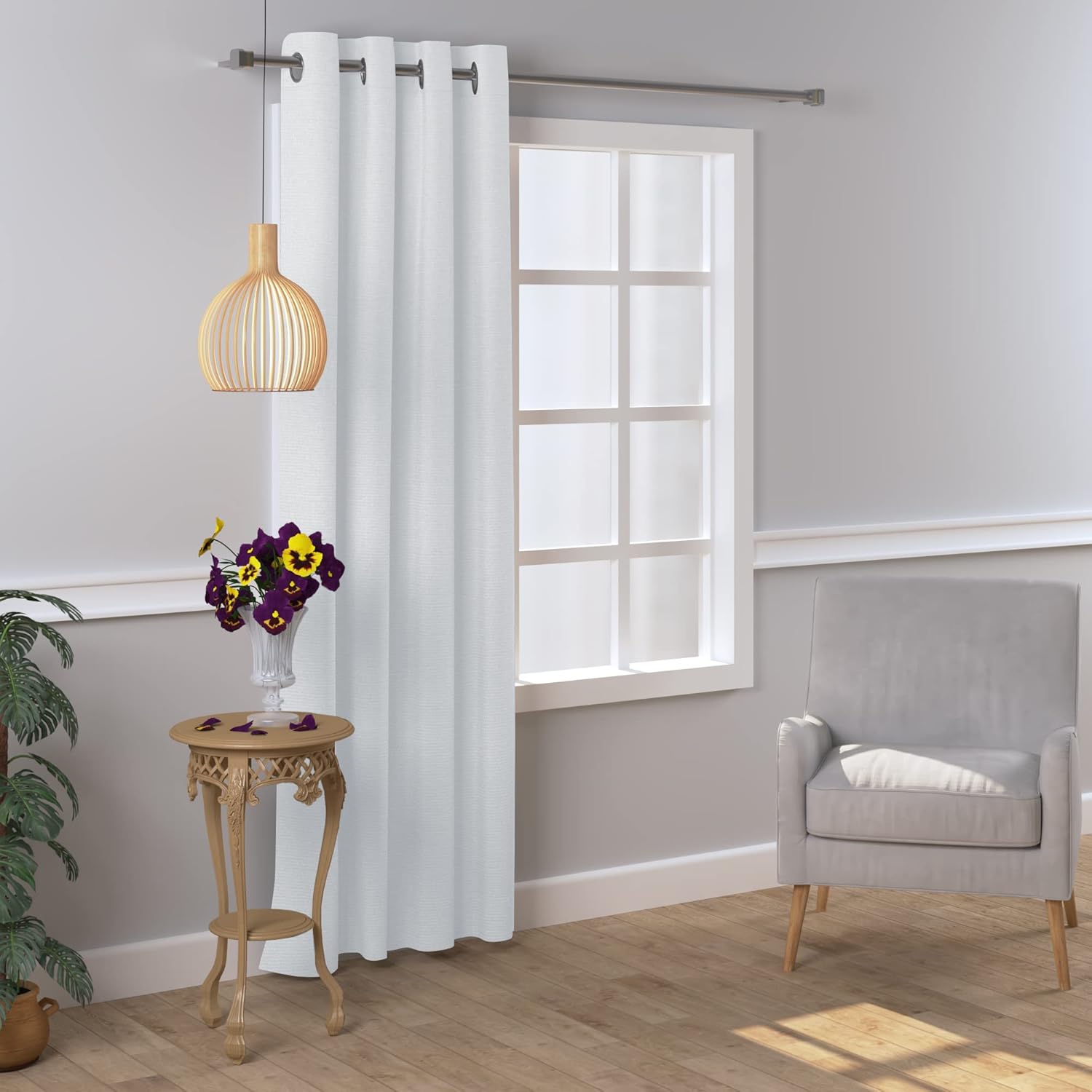 Cortinas de algodón largas y duraderas con ojales y 2 paneles de 108 pulgadas de largo x 50 pulgadas de ancho, color blanco, cortina de fondo