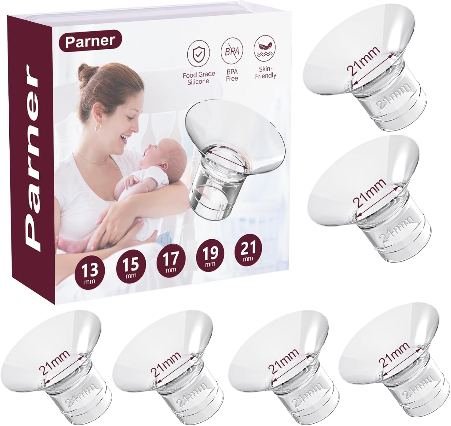 Insertos de brida de 0.827 in para Momcozy S9S9proS10S12S12proMedelaTsreteSpectraBellabababy, etc. Extractor de leche portátil de 0.945 in, reduce