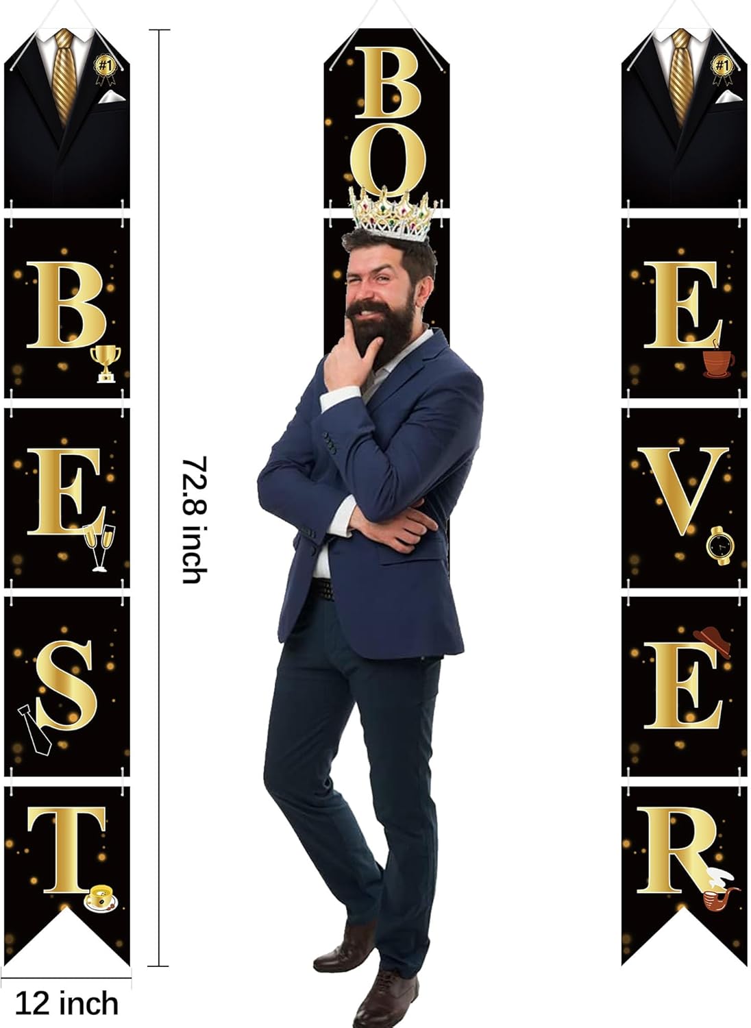 Letrero para puerta de porche con texto en inglés “Happy Boss’s Day”, cartel colgante para fiesta con texto en inglés “Best Boss Ever”, decoración