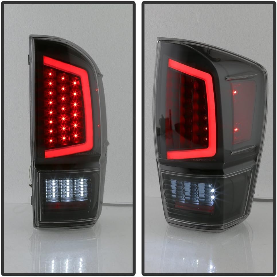 ACANII – Para Toyota Tacoma 2016-2023, tubo de luz LED completo, luces traseras ahumadas, color negro, lámparas de freno, lado del conductor y del