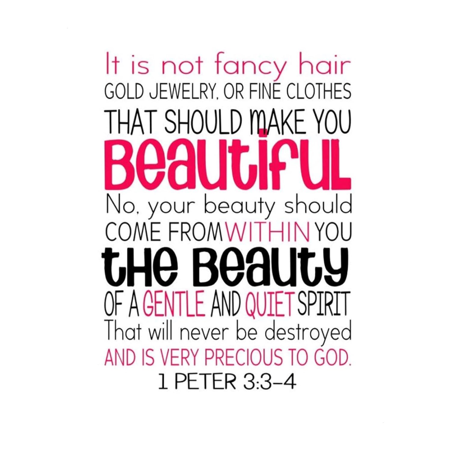 Beautiful- Gentle and Quiet Spirit – Christian Inspirational Wall Art, Motivational Scripture Wall Decor Print- For Home Decor, Church Decor, Living