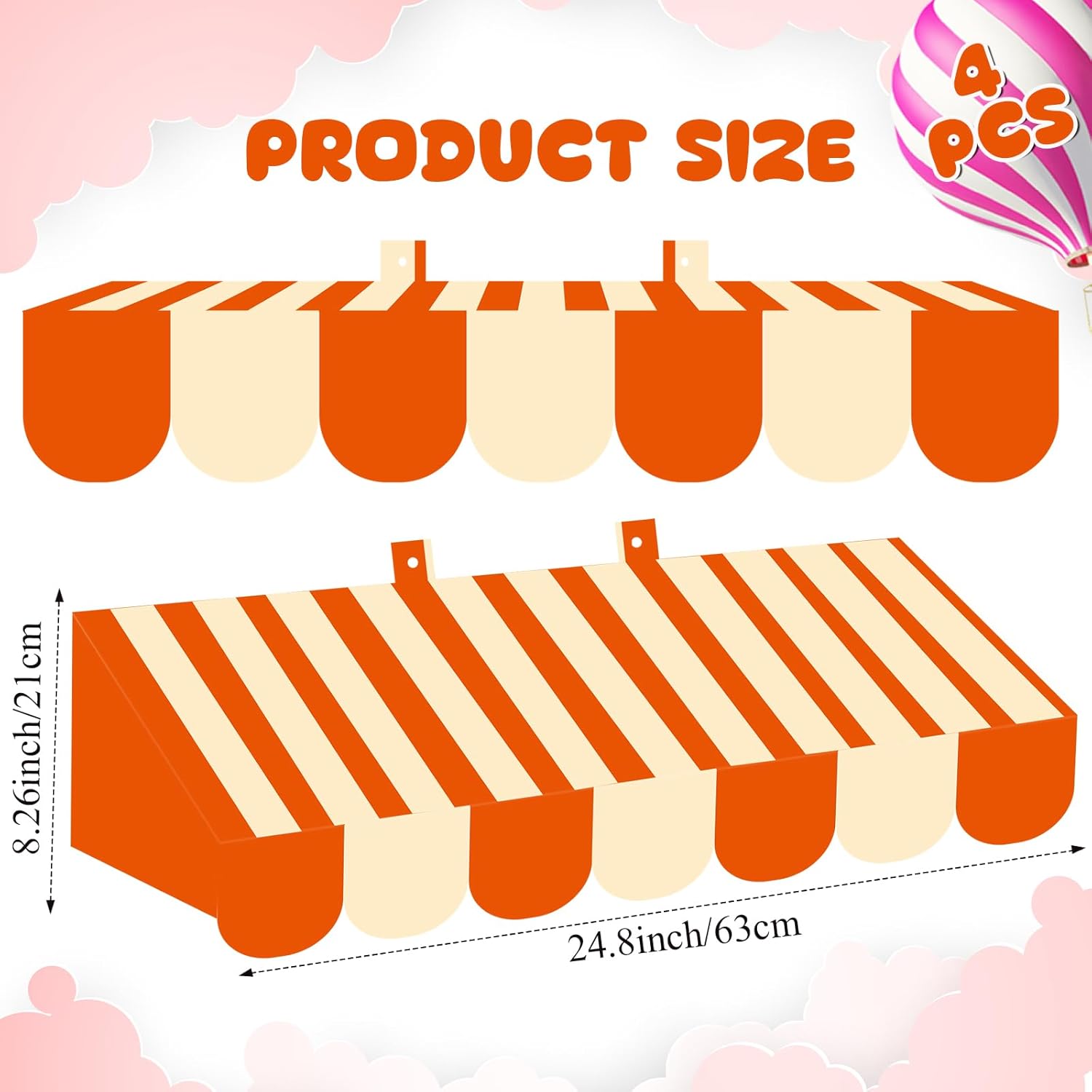 Datanly 4 piezas de decoración 3D para toldo de helados, carro de helado, fondo de pared pastel para baby shower, boda, fiesta de cumpleaños de