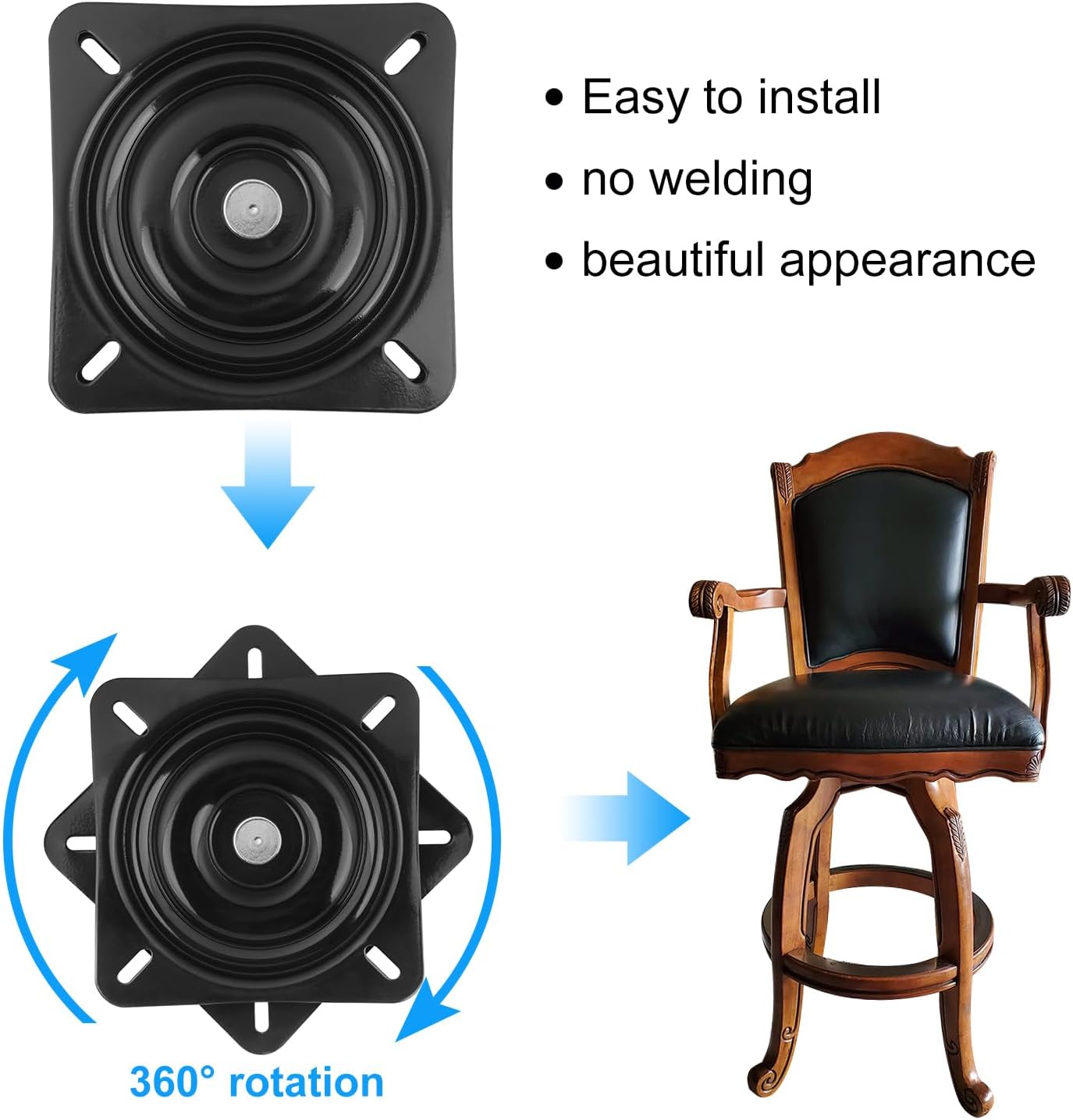GENHAKON 5 taburetes giratorios de 6.25 pulgadas, placa giratoria para silla reclinable o muebles