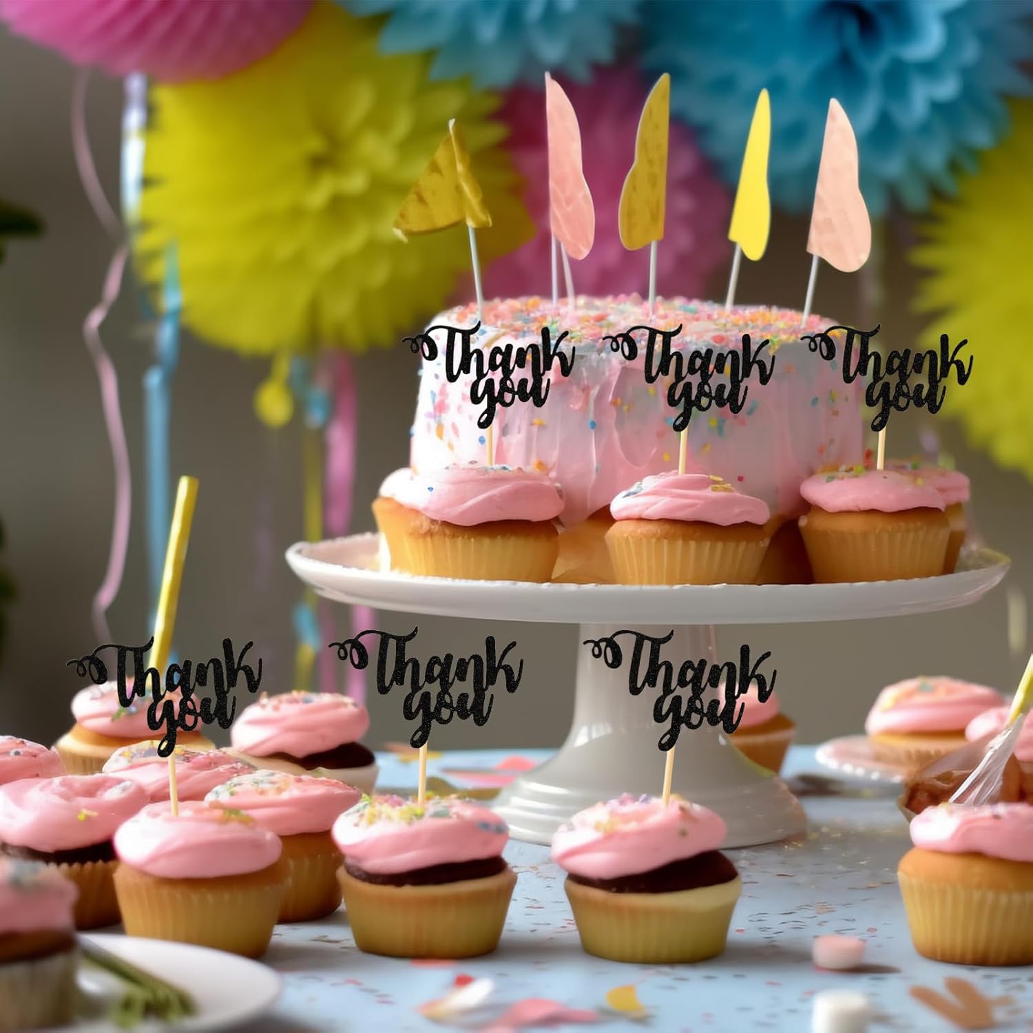 36 piezas de decoración de cupcakes con purpurina para el día de Acción de Gracias, para boda, aniversario, despedida de soltera, baby shower, niños