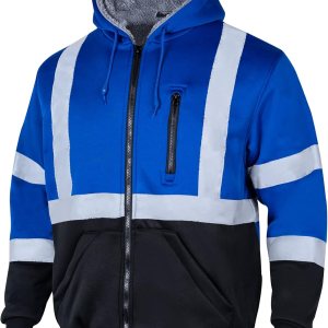 Sudaderas reflectantes de seguridad ANSI Clase 3 para hombre, de lana y forro polar, con cremallera y parte inferior negra (azul rey, XL) Sudaderas reflectantes de seguridad ANSI Clase 3 para hombre, de lana y forro polar, con cremallera y parte inferior negra (azul rey, XL)