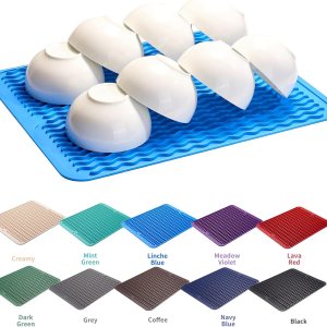 Tapete de silicona para secado de platos para encimera de cocina, grande, multiuso, ecológico, para encimera de cocina mate, fácil de limpiar, Tapete de silicona para secado de platos para encimera de cocina, grande, multiuso, ecológico, para encimera de cocina mate, fácil de limpiar,