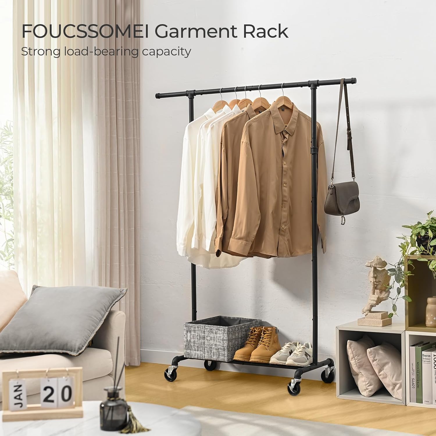 Perchero de ropa con ruedas, perchero de ropa resistente, perchero de ropa de metal, organizador de armario, para dormitorio, sala de estar, ventas