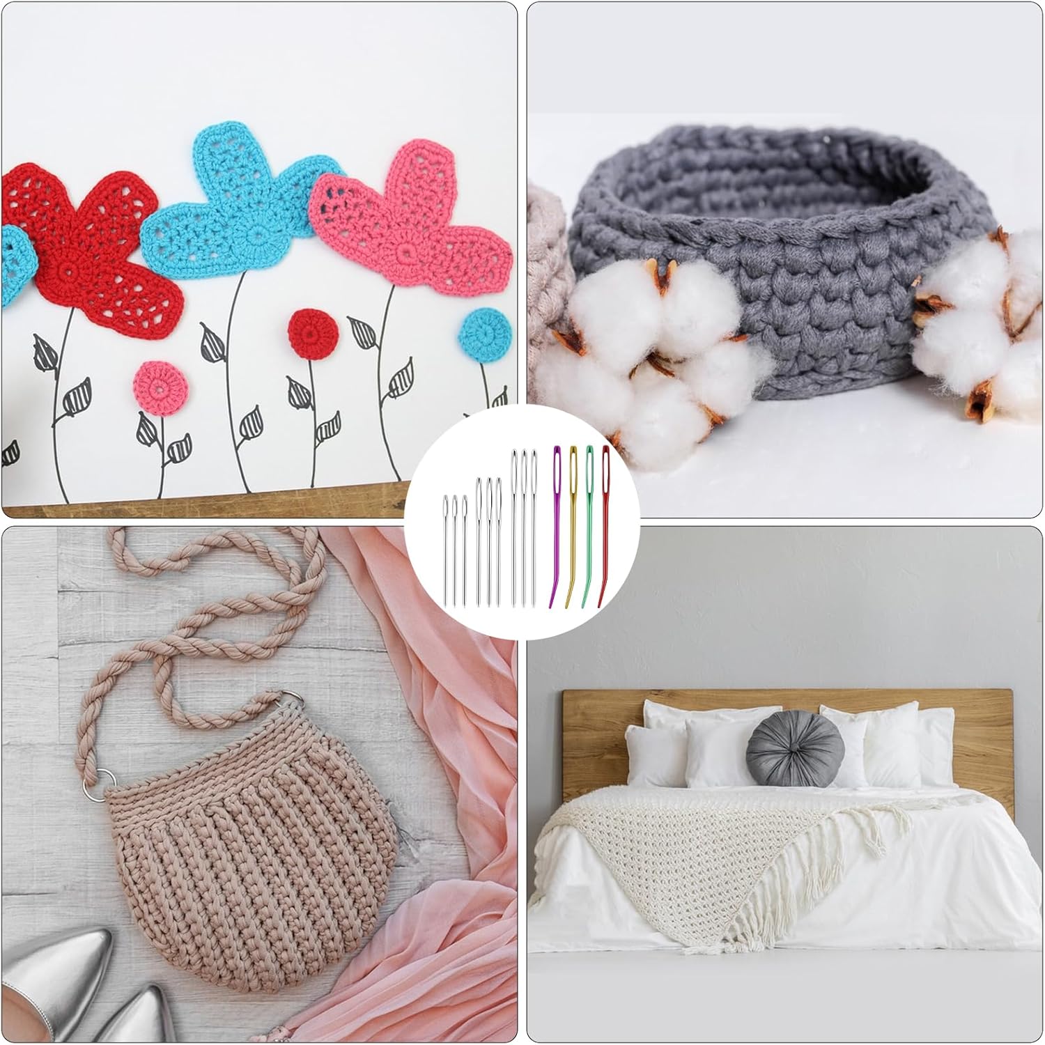 Agujas de hilo de acero inoxidable para tejer, agujas de bordar, agujas de punta doblada, agujas de tejer a mano, agujas de coser para tejer a