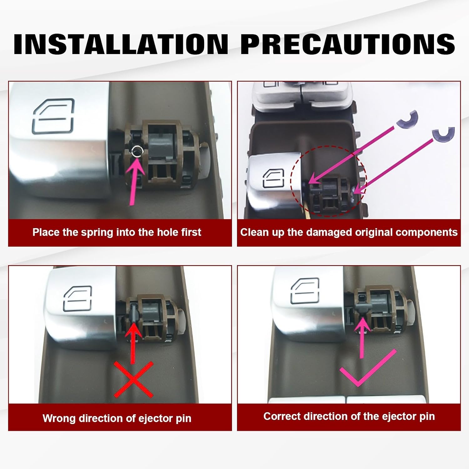 Xotic Tech – Tapa de botón de repuesto para control de ventana de automóvil, color plateado, para reparación del interruptor maestro de elevación de
