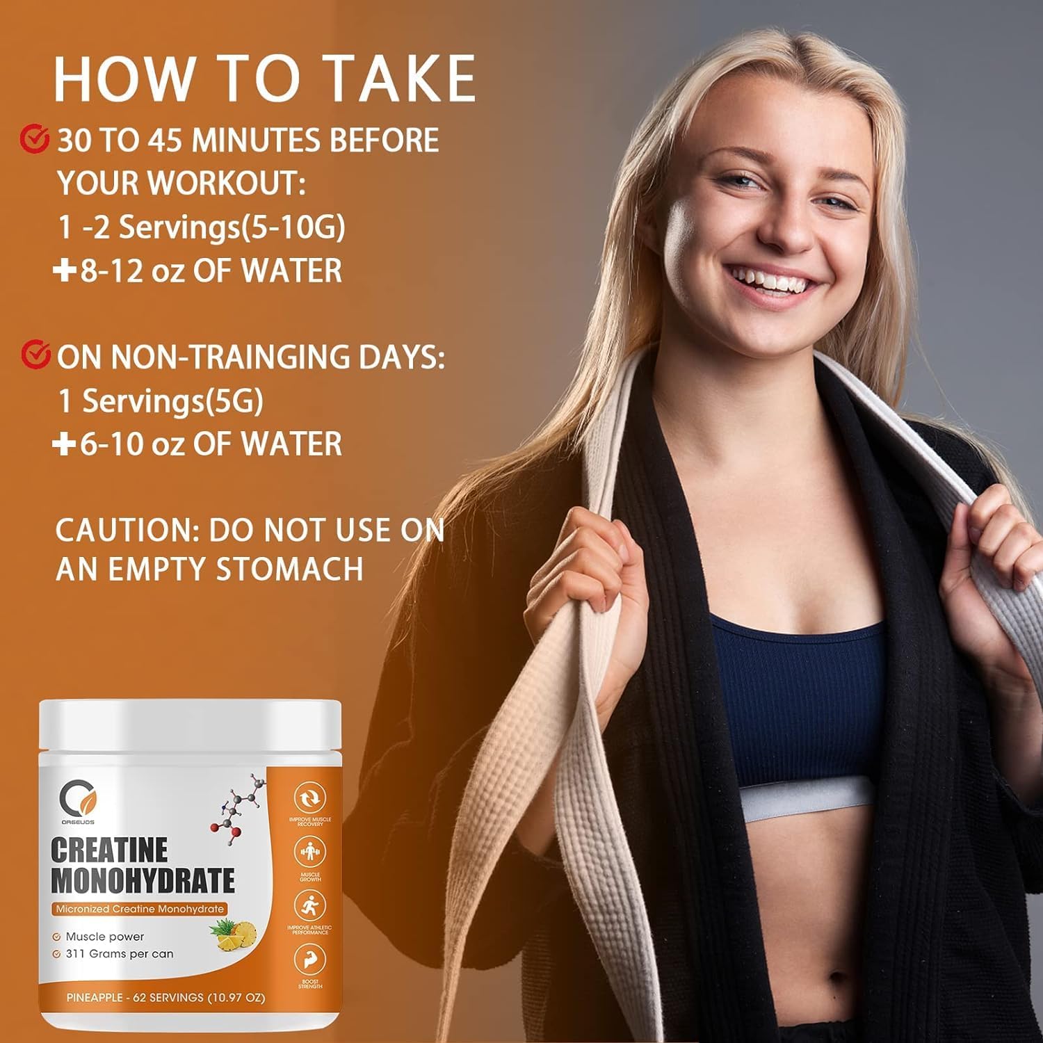 Creatina para mujeres y hombres, creatina micronizada monohidrato en polvo, reduce el tiempo de recuperación, aumenta la masa muscular magra,