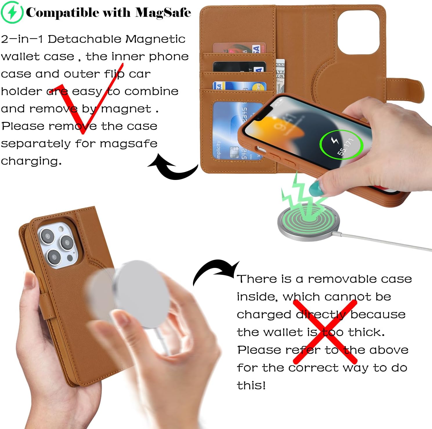 Havaya Magsafe – Funda tipo cartera para iPhone 11 Pro Max, compatible con iPhone 11 Pro Max, con tarjetero y tarjetero para iPhone 11 Pro Max,