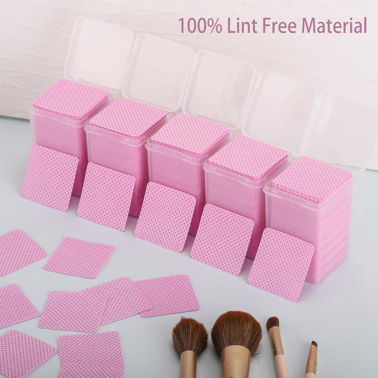 2000 toallitas de uñas sin pelusa para uñas de gel, paquete de 10 toallitas removedoras de esmalte de uñas, almohadillas de algodón, color rosa