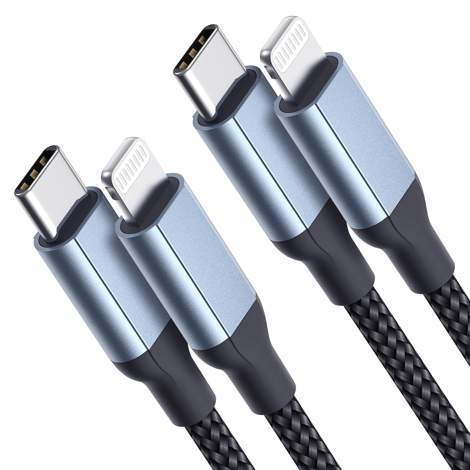 Cable USB C a Lightning de 2 pies, 2 unidades certificado MFi Cable corto tipo C a iPhone, cable de carga de 2 pies para iPhone, cable de carga