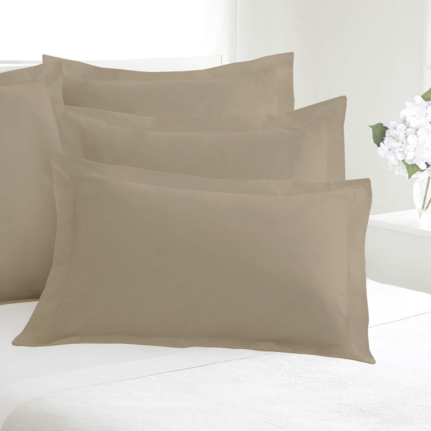 FRESH IDEAS Funda de almohada a medida de popelín, Euro, 26 x 26 pulgadas, moca