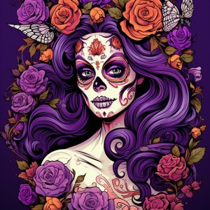 Kits de pintura de diamantes para adultos, diseño de calavera morada, mariposa y flor, arte de diamantes 5D, fácil para principiantes, redondo y Kits de pintura de diamantes para adultos, diseño de calavera morada, mariposa y flor, arte de diamantes 5D, fácil para principiantes, redondo y