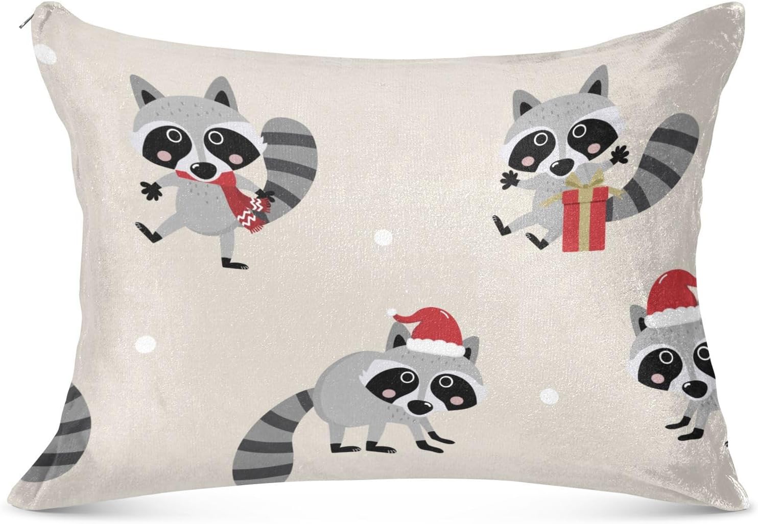 Emelivor Fundas de almohada navideñas de mapache, fundas de almohada de terciopelo, fundas de cojín suaves, fundas de almohada cómodas, almohadas