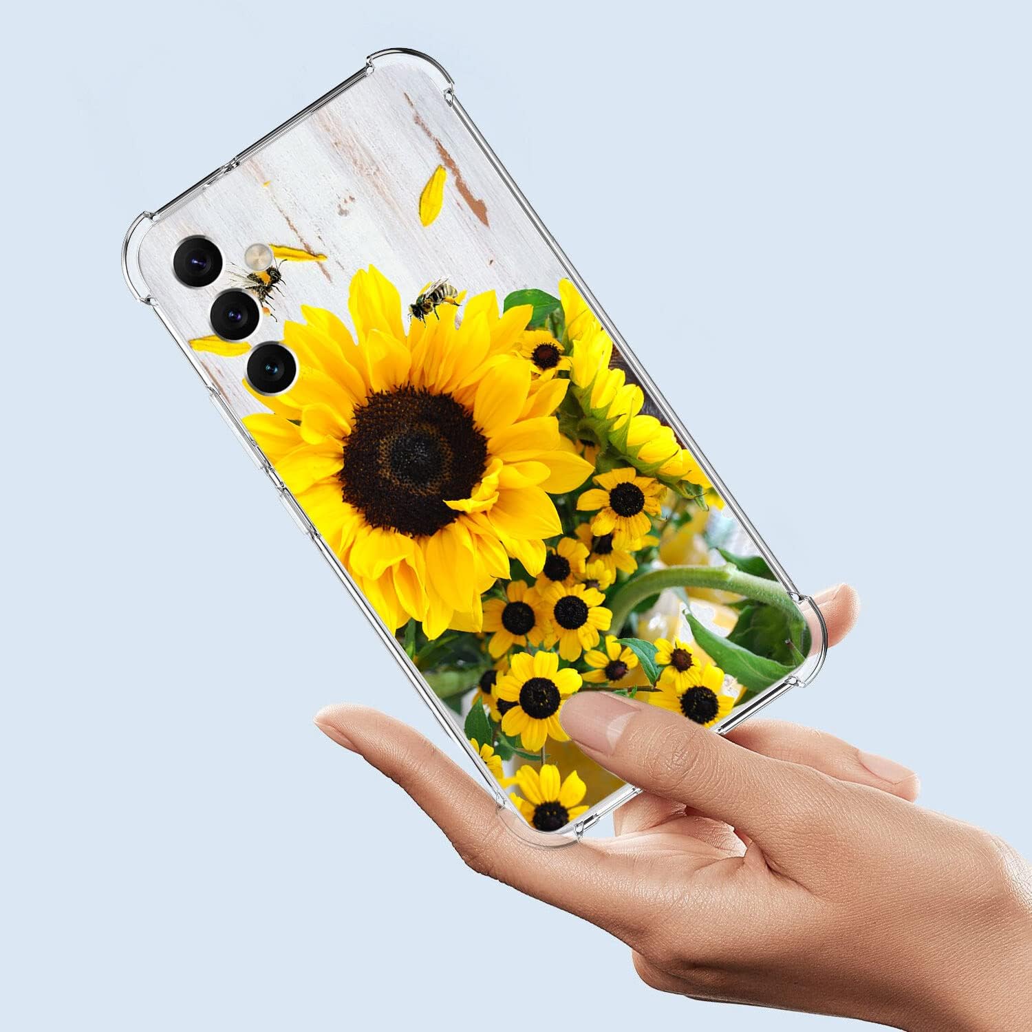 Beaucov Funda para Galaxy A54 5G, protección contra caídas de abeja de girasol, a prueba de golpes, carcasa protectora de cuerpo completo resistente