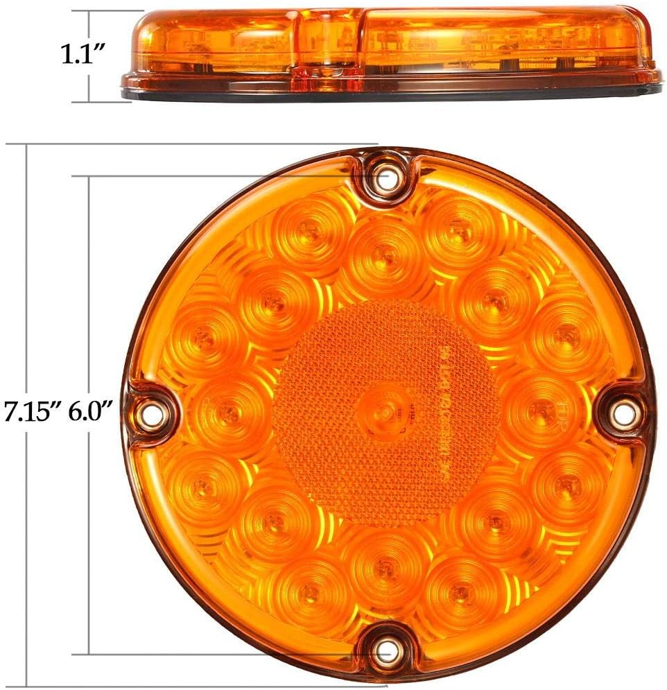 Partsam 2 luces traseras LED redondas de 7 pulgadas para remolque, 17 luces LED impermeables para estacionamiento, luces intermitentes con juntas