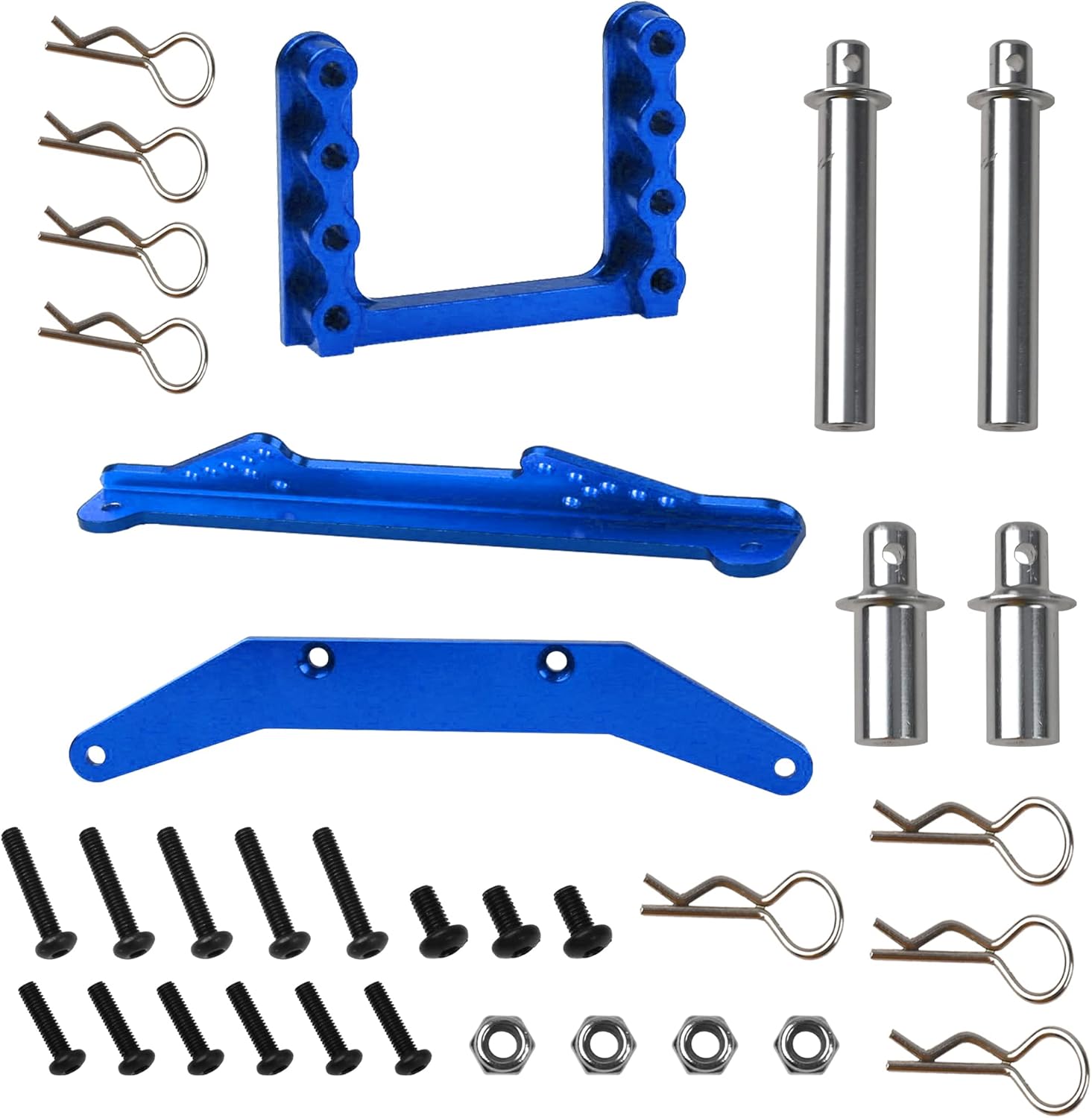 Soportes de cuerpo delanteros y traseros de metal, postes de cuerpo, piezas de actualización compatibles con Traxxas Slash 2WD Rustler Stampede VXL