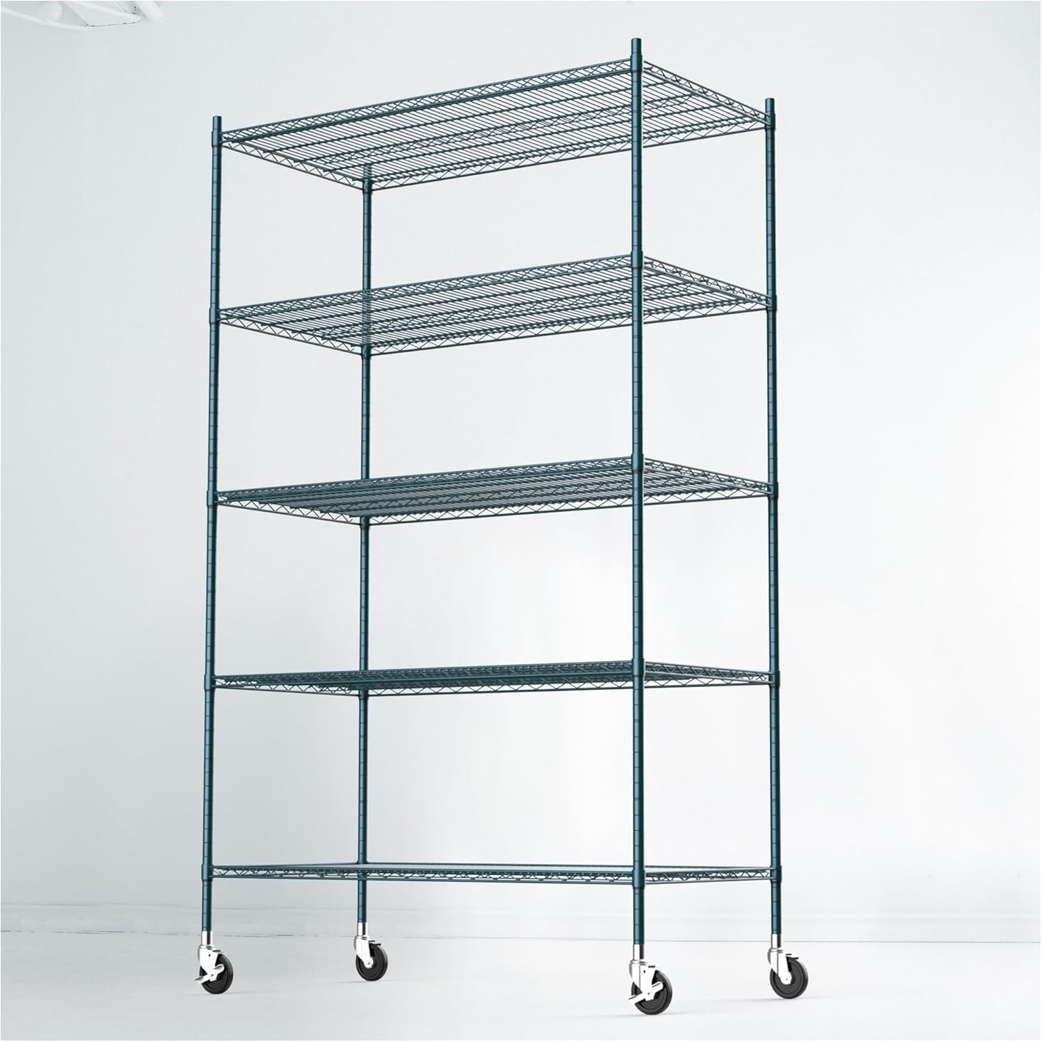 APLSS NSF – Estantes de almacenamiento de epoxi verde de 5 niveles, 24 x 60 x 74 pulgadas, ambientes húmedos y secos, estantería de alambre de acero