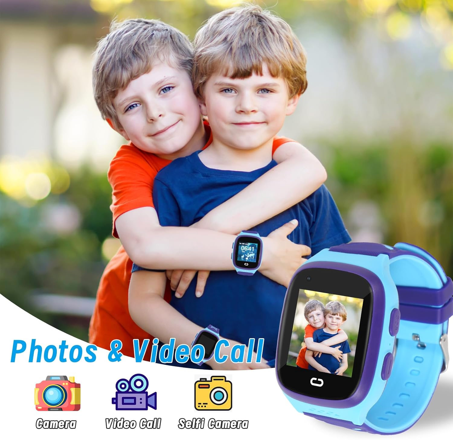 wsgpxtybb 4G Kids Smart Watch with GPS Tracker,Smartwatch for Kid with Video Call Voice Chat SOS Camera Alarm Clock Puzzle Games WiFi Tracker HD