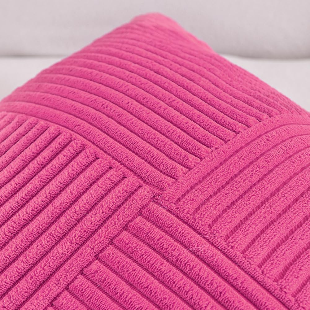 Fancy Homi Paquete de 2 fundas de almohada decorativas grandes de color rosa intenso de 24 x 24 pulgadas para sala de estar, sofá cama, estilo