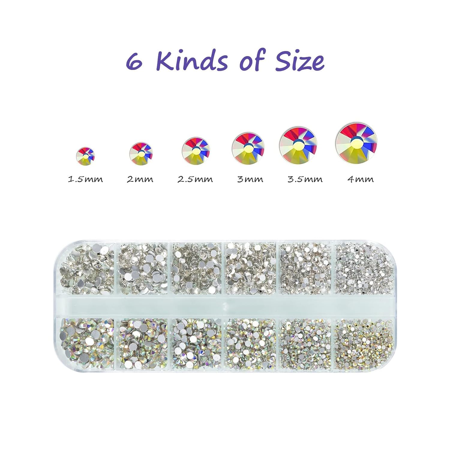 MAEXUS MAEXUS – Juego de 2880 diamantes de imitación de cristal para uñas, dijes transparentes para uñas, gemas de diamantes de imitación AB con