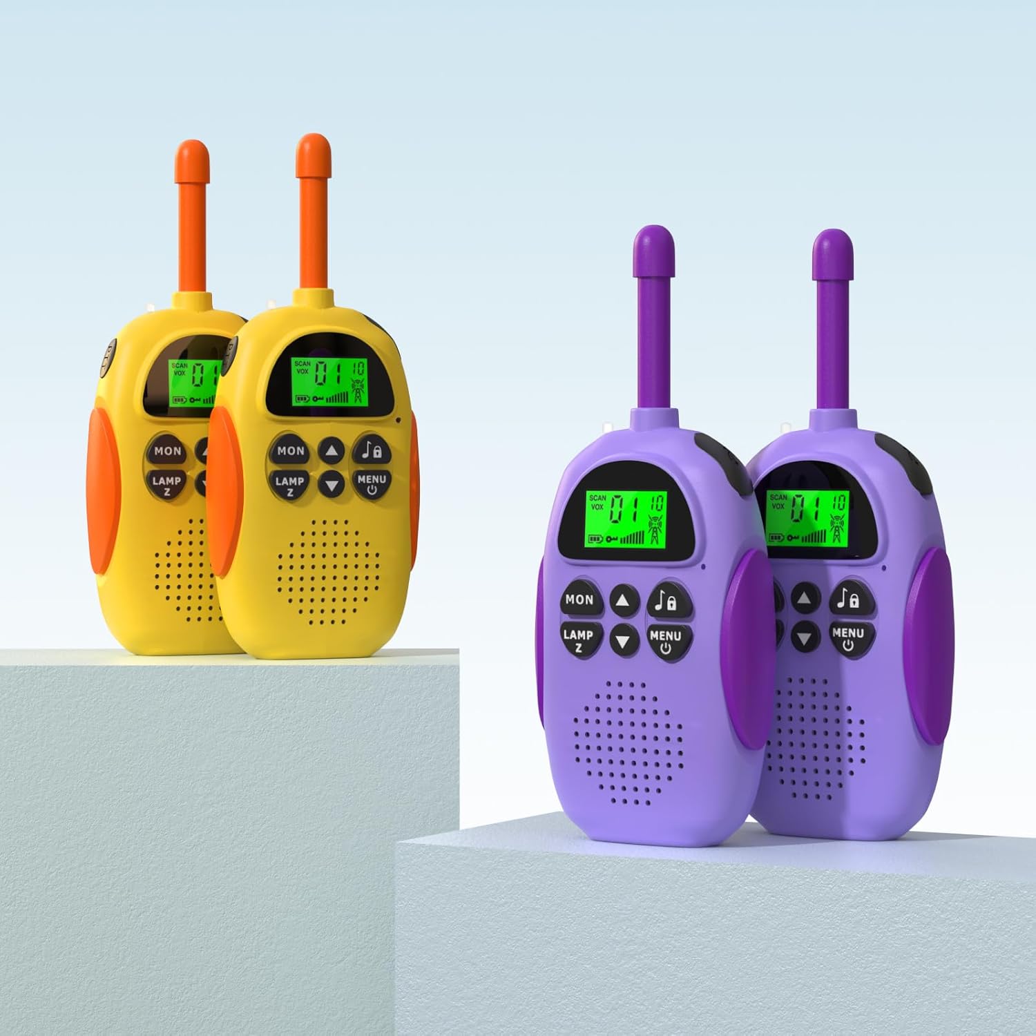 Walkie Talkies para niños, paquete de 2 walkie talkies recargables para niños, regalo para niños de 3 a 12 años, 22 canales de radio de 2 vías para
