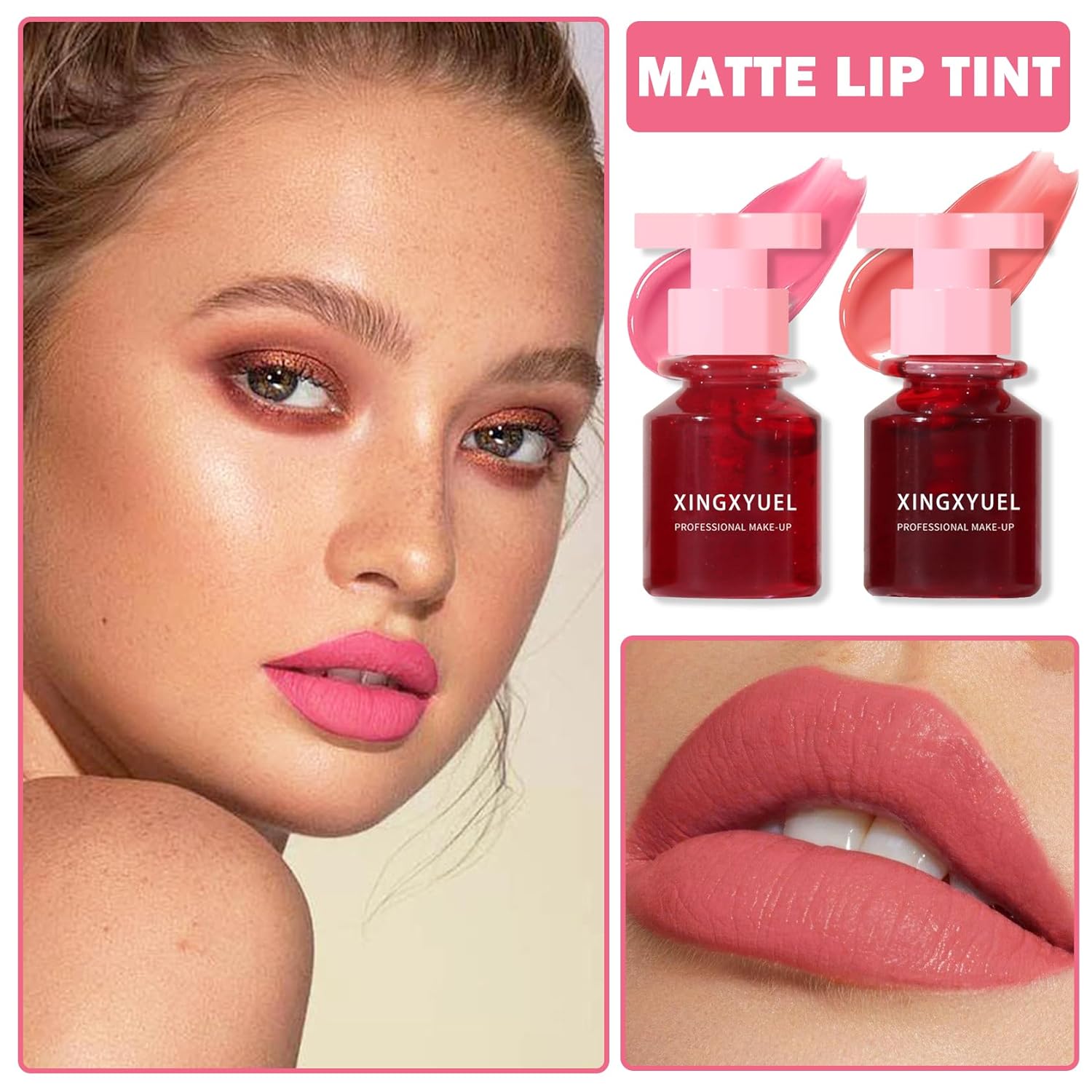 Juego de 2 tintes labiales de terciopelo para labios, tinte de labios líquido multiusos, larga duración, impermeable, antiadherente, tinte para
