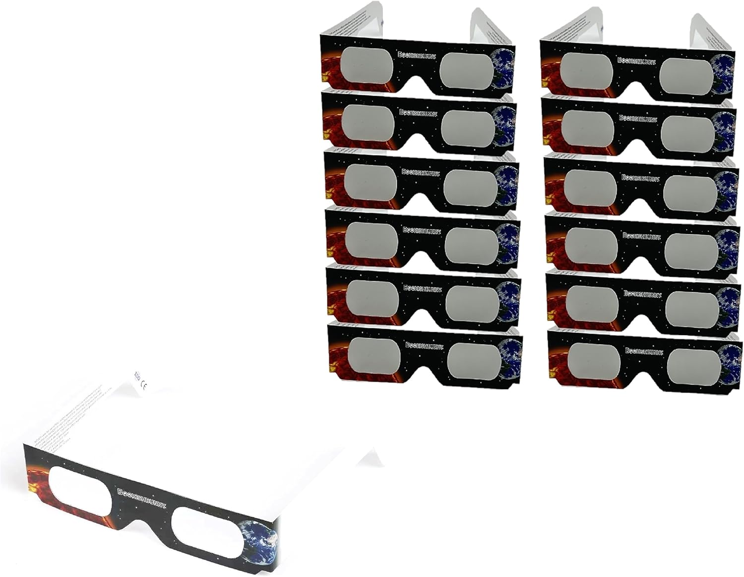 Bookishbunny 12 pares solares de los espectadores del eclipse de las gafas de papel que ven el sol que ve el ISO certificado