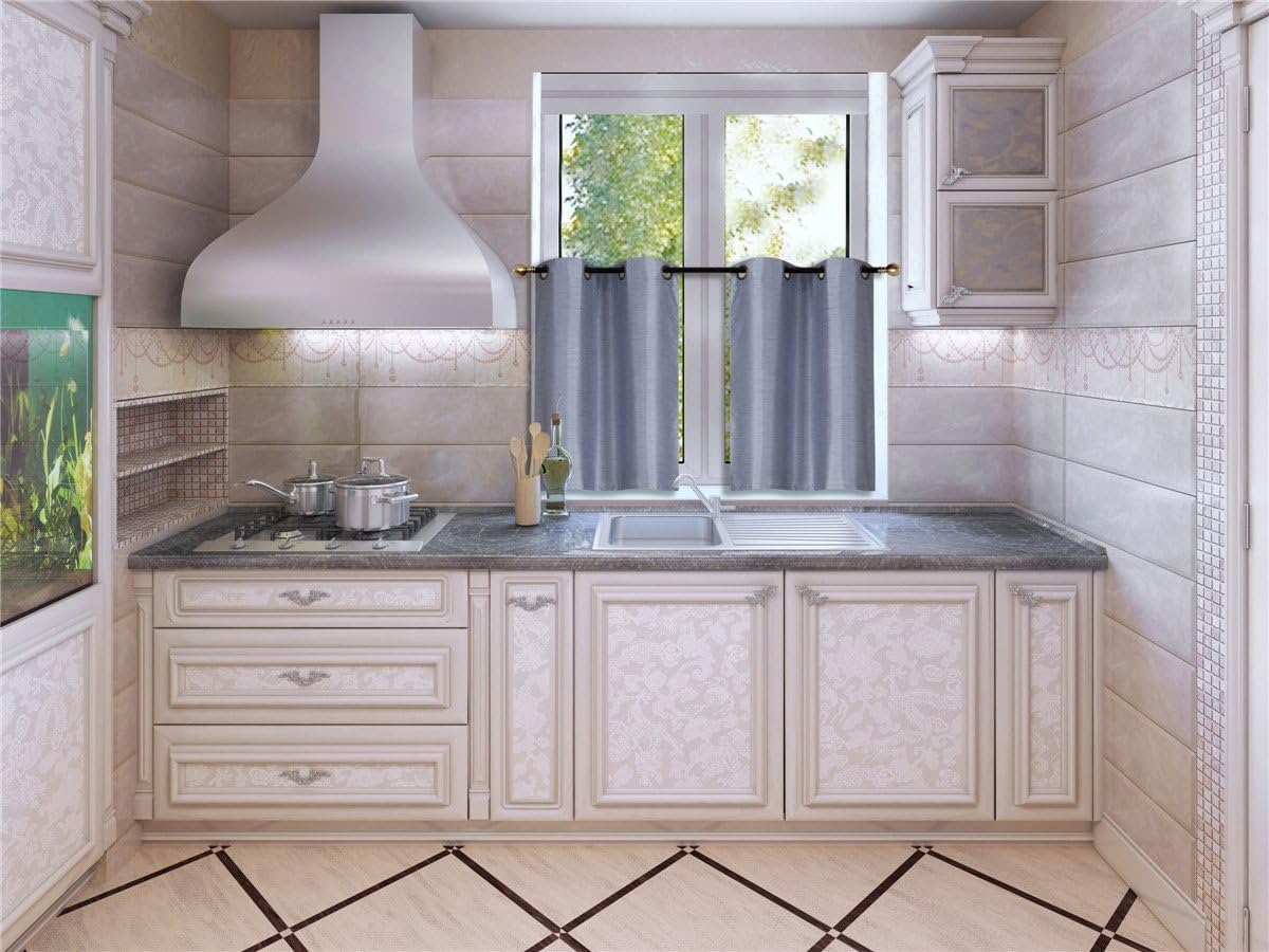 Elegant Home – Cortina opaca con aislamiento de seda sintética con ojales, 2 paneles de 28 pulgadas de ancho x 36 pulgadas de largo, cada uno para