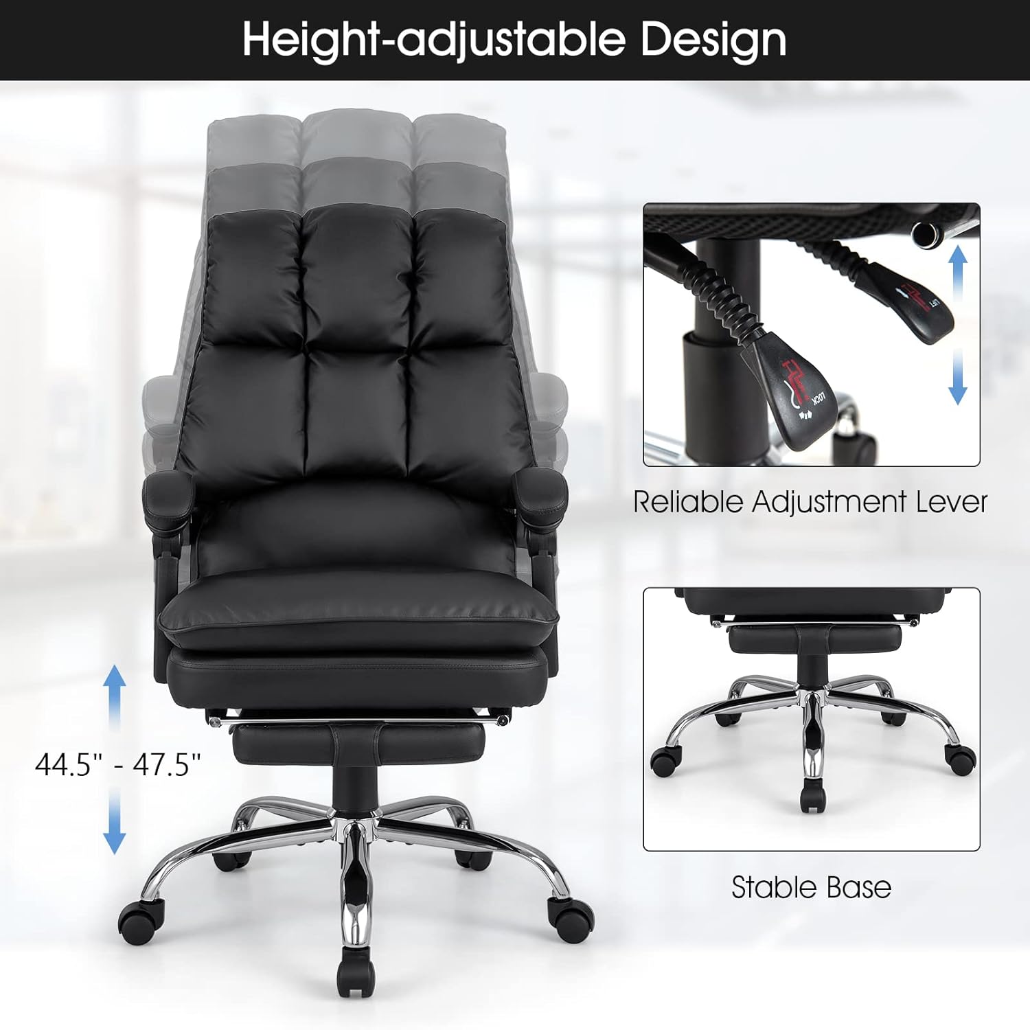 Silla de oficina con reposapiés, silla de oficina ejecutiva reclinable, silla de oficina en casa, silla de escritorio cómoda de gestión para