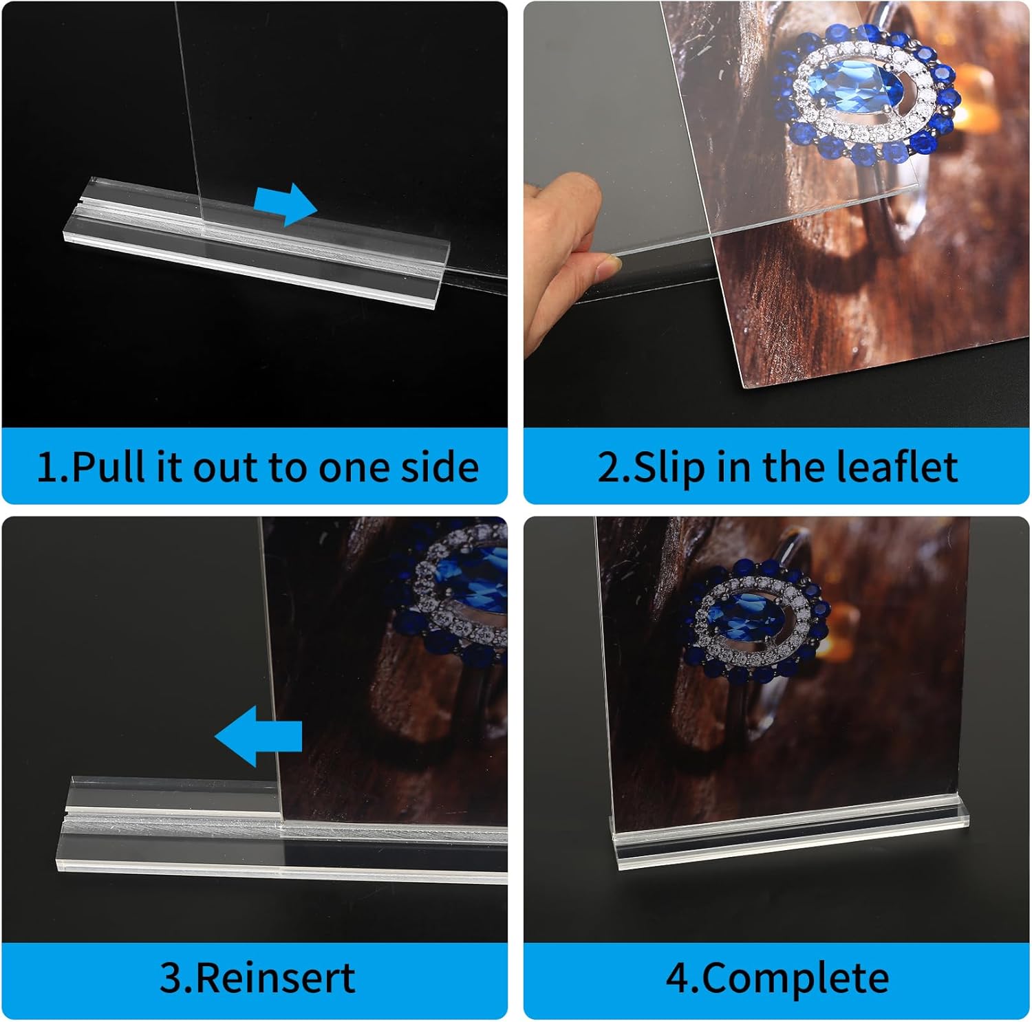 2 soportes acrílicos para letreros de 8.5 x 11 pulgadas, soportes de exhibición de acrílico de doble cara, soportes transparentes de doble cara,