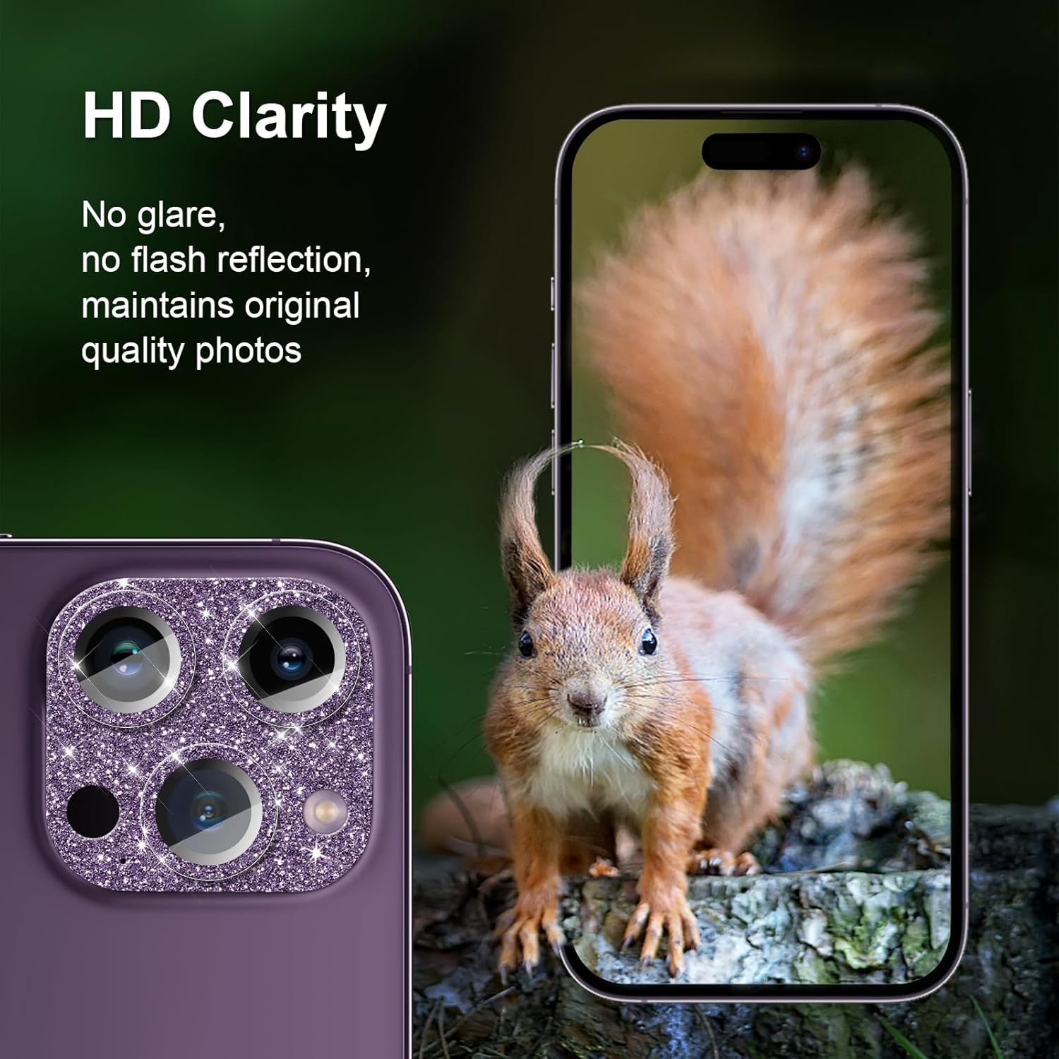 Protector de lente de cámara para iPhone 14 Pro14 Pro Max, cubierta de lente de diseño completo, anillo de metal con purpurina de vidrio templado de