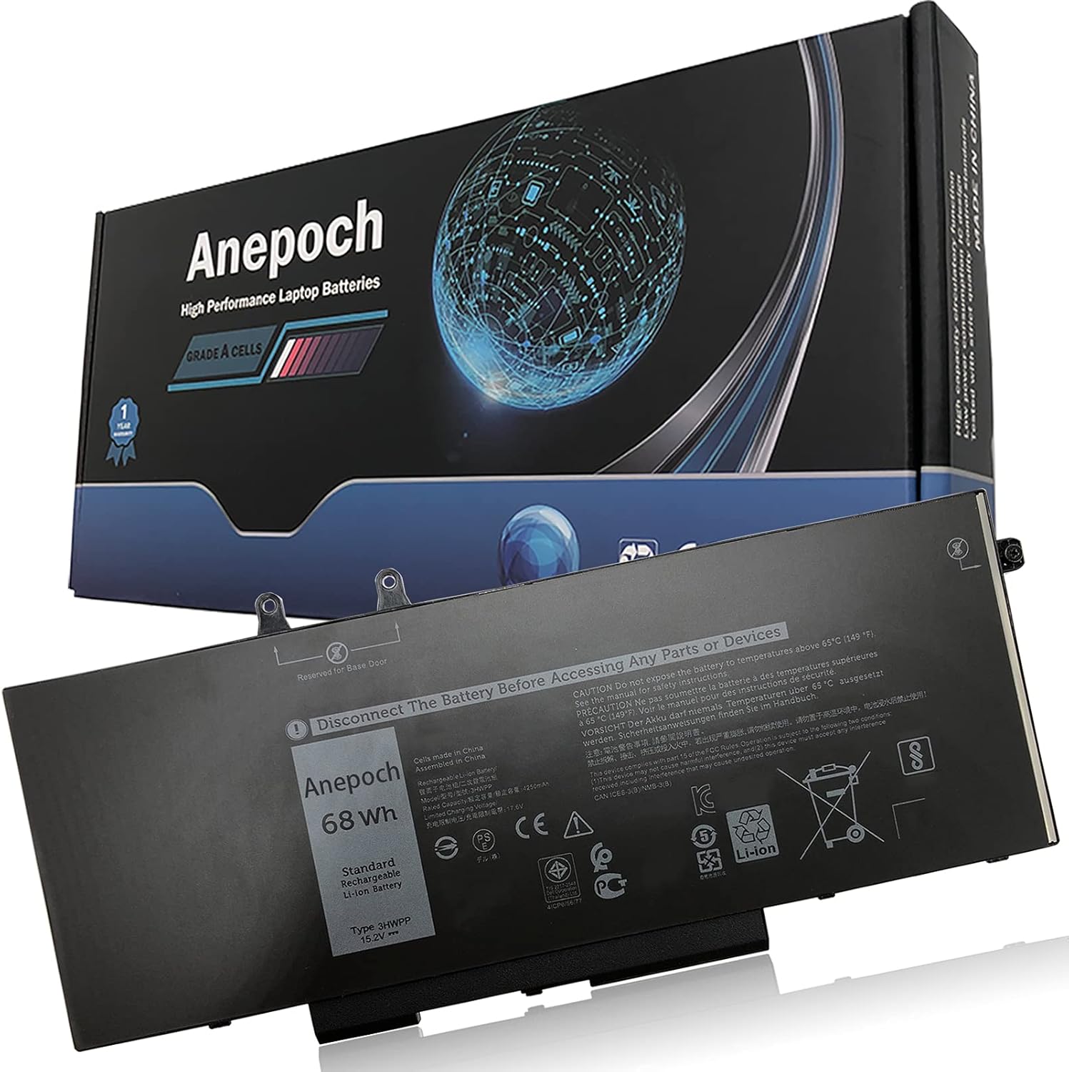 3HWPP – Batería de repuesto para laptop Dell Latitude 5401 5411 5501 5511 Precision 3541 3551 Series Notebook 03HWPP 10X1J N2NLL 1VY7F 01VY7F 15.2V