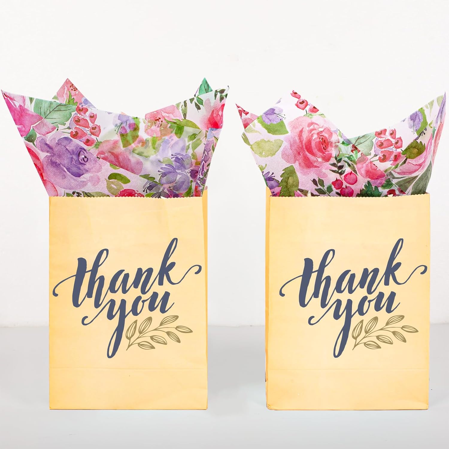 Whaline 100 piezas de papel de seda floral acuarela flores papel de regalo papel de embalaje de flores papel de bricolaje papel de manualidades para
