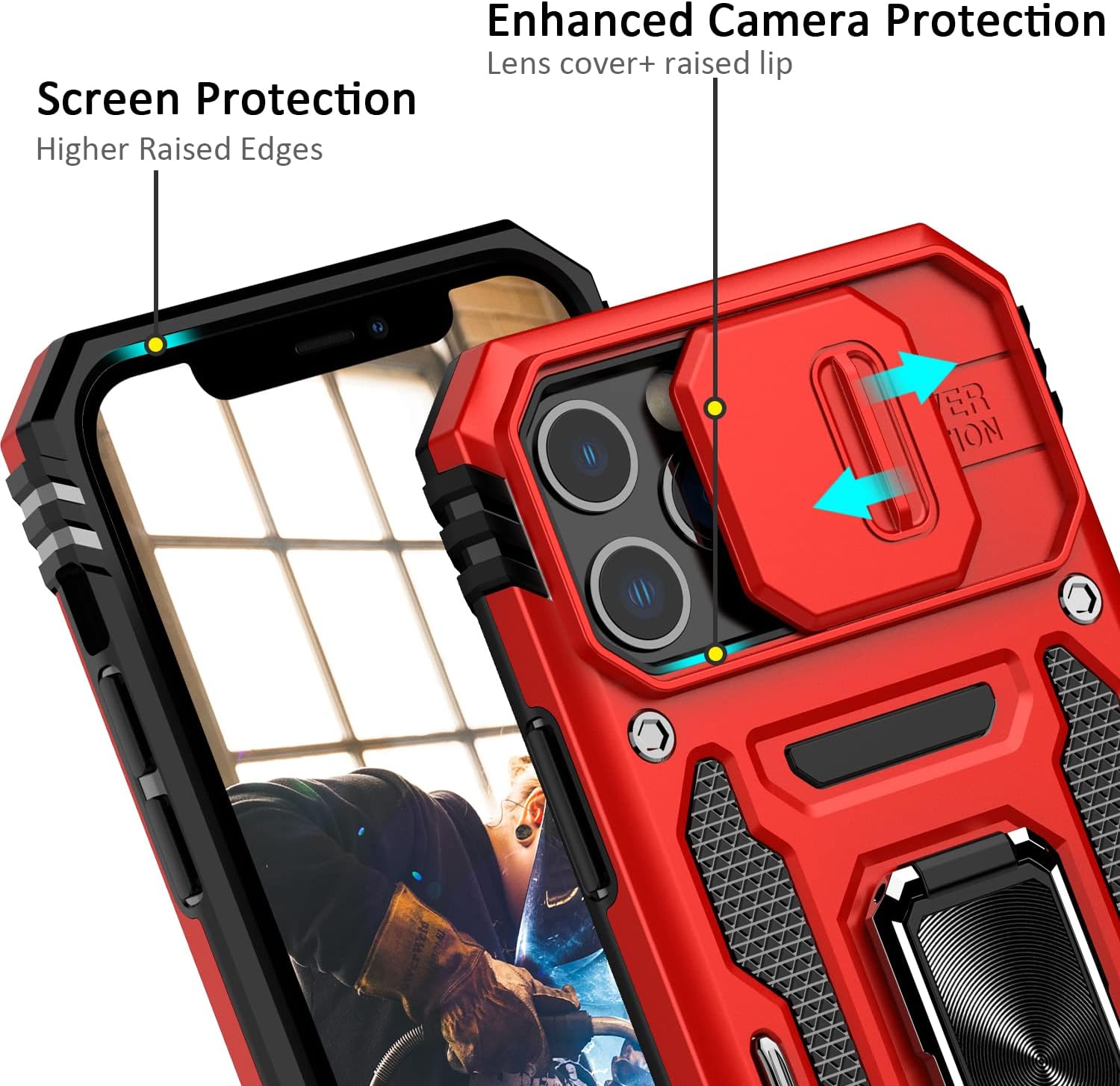 Nvollnoe Funda para iPhone 1212 Pro con funda deslizante para cámara de grado militar, resistente a prueba de caídas, resistente con anillo