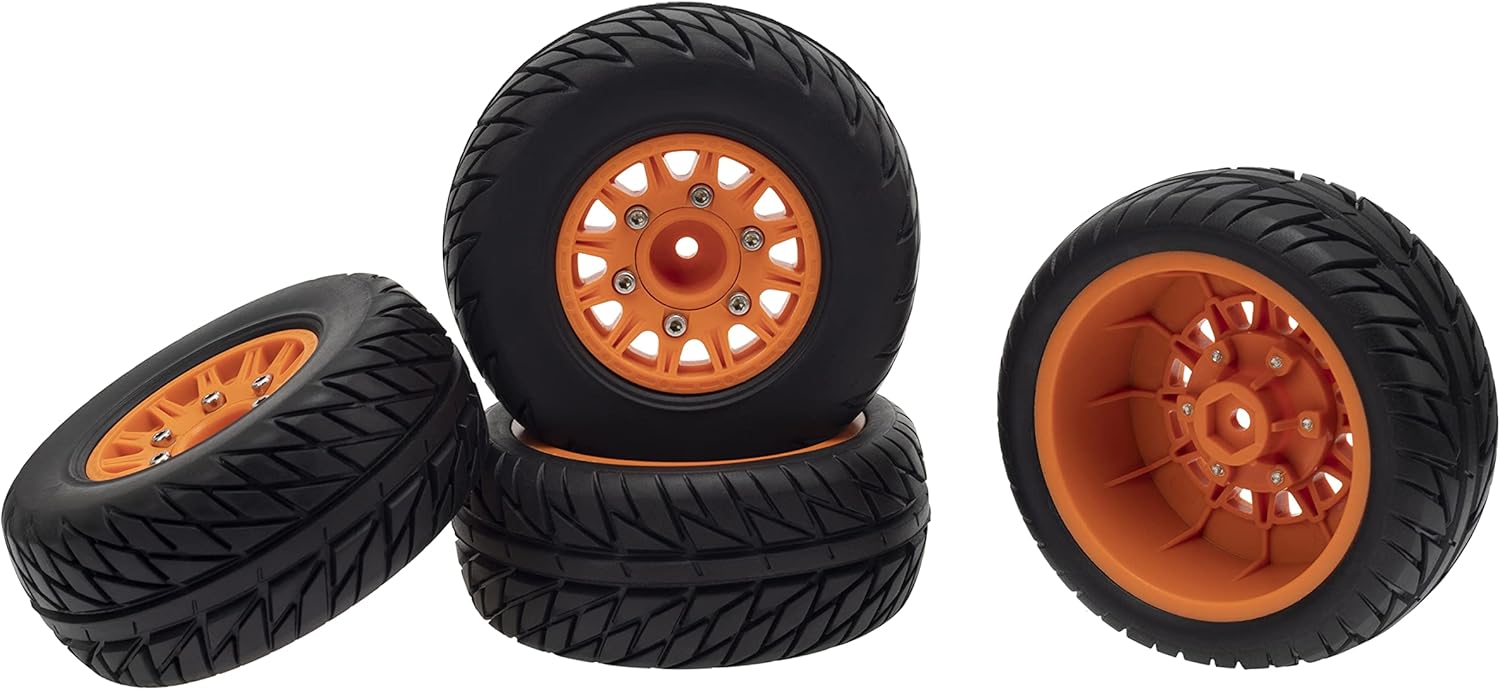 DKKY 110 Short Course Truck Tires Buggy Neumáticos de goma 0.472 in 0.551 in 0.669 in Acoplador para Slash Arrma Redcat (naranja)
