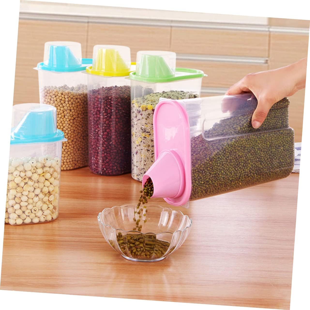 NOLITOY 3 unids contenedores transparentes para granos de cereales contenedores de almacenamiento de café despensa tarro de almacenamiento de nueces