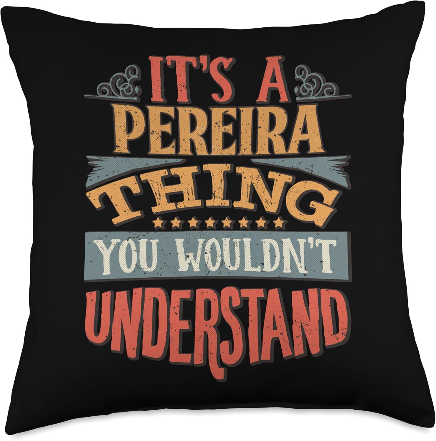 Pereira Name Gifts By Vnz Pereira – Almohada con nombre, 18 x 18 pulgadas, multicolor
