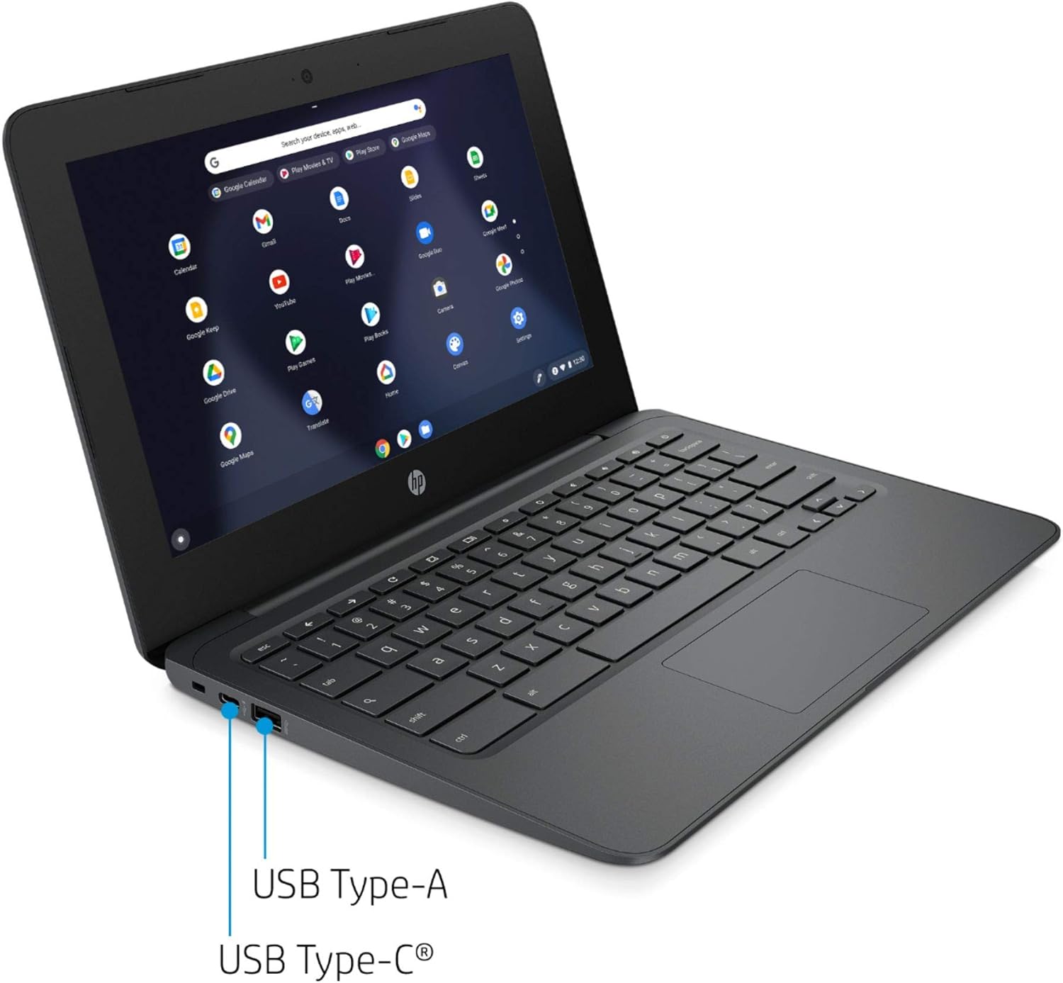 HP Chromebook 2021 – Laptop HD de 11.6 pulgadas para negocios y estudiantes, Intel Celeron N3350, 4 GB de RAM, 32 GB eMMC, cámara web, USB-A y C,