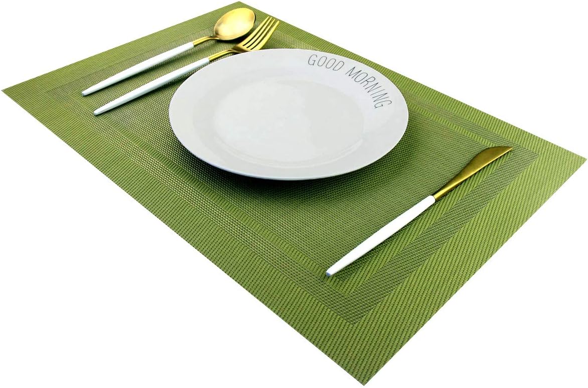 PIGCHCY Manteles individuales lavables de vinilo, elegantes manteles individuales resistentes al calor para mesa de comedor, juego de 4 unidades,