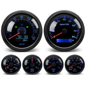 Faymizsa Juego de 6 calibres de 7 colores, velocímetro GPS de 3-38 pulgadas, 160 MPH y tacómetro, medidor de presión de aceite de 2-116 pulgadas, Faymizsa Juego de 6 calibres de 7 colores, velocímetro GPS de 3-38 pulgadas, 160 MPH y tacómetro, medidor de presión de aceite de 2-116 pulgadas,