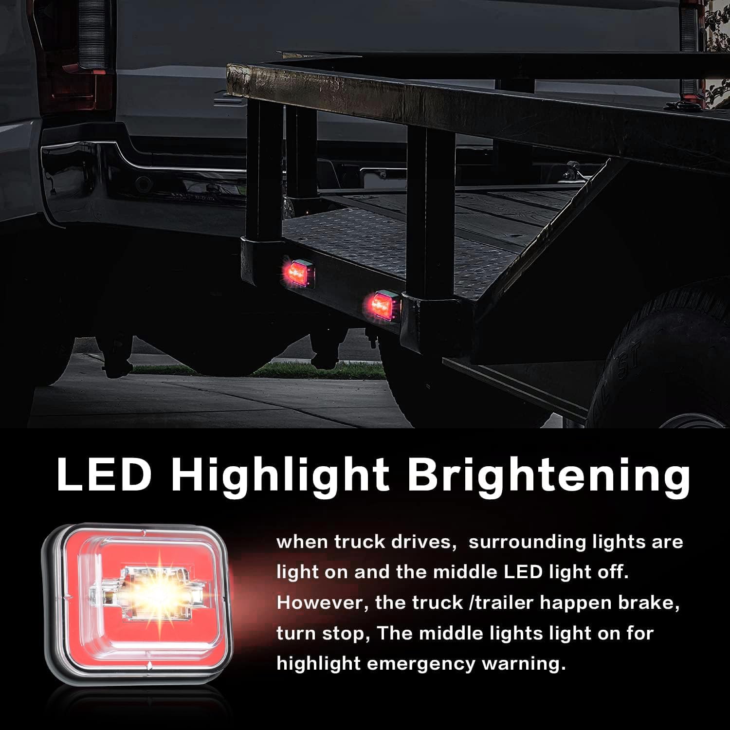 Luces LED para remolques de camión, 2 piezas, 2835 luces LED de freno de giro, estacionamiento, señal estroboscópica inversa, parte delantera,